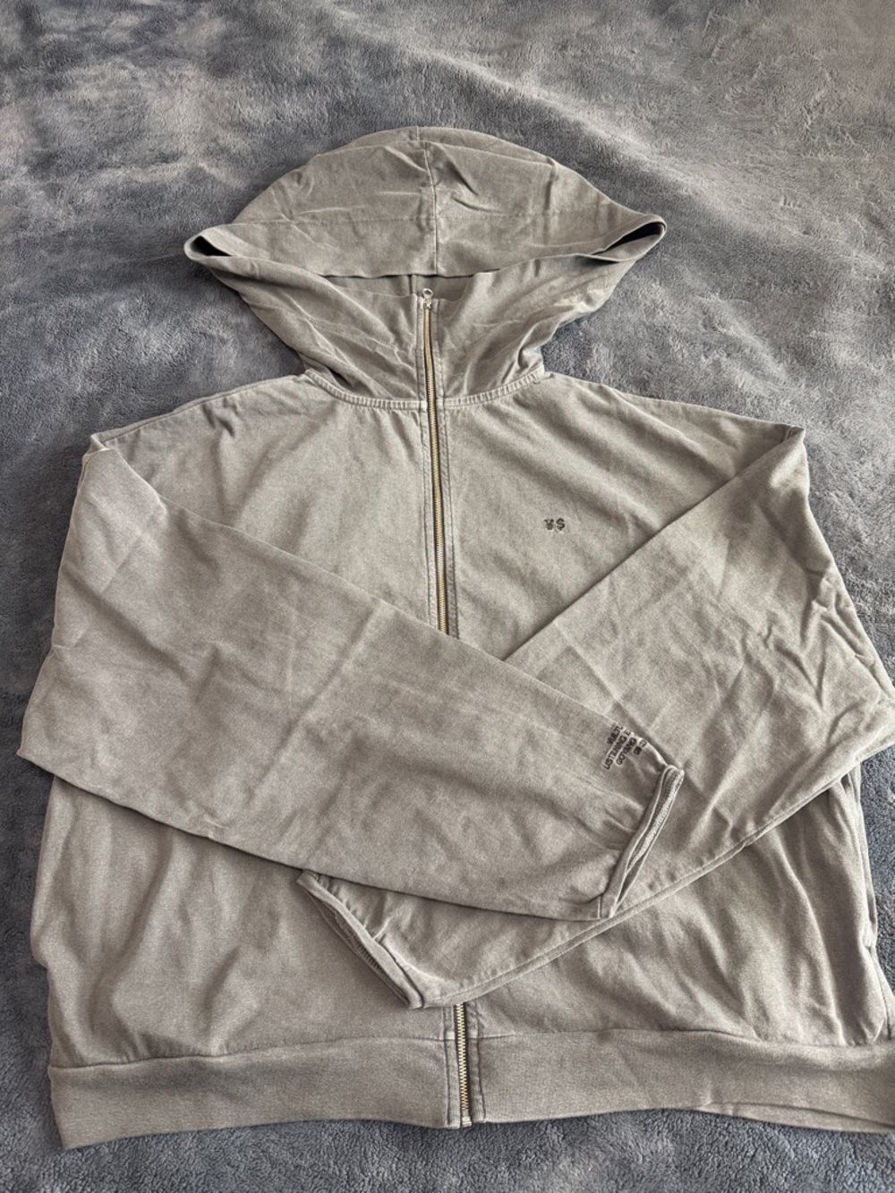 Yeezy Men's Light Gray Full-Zip Hoodie Sweater
